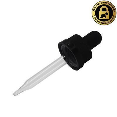 Black Child-Resistant Glass Pipettes for 15ml Droppers