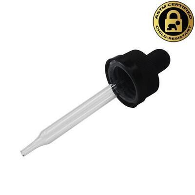 Black Child-Resistant Glass Pipettes for 30ml Droppers