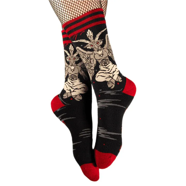 Evil AF Baphomet Crew Socks Foot Clothes