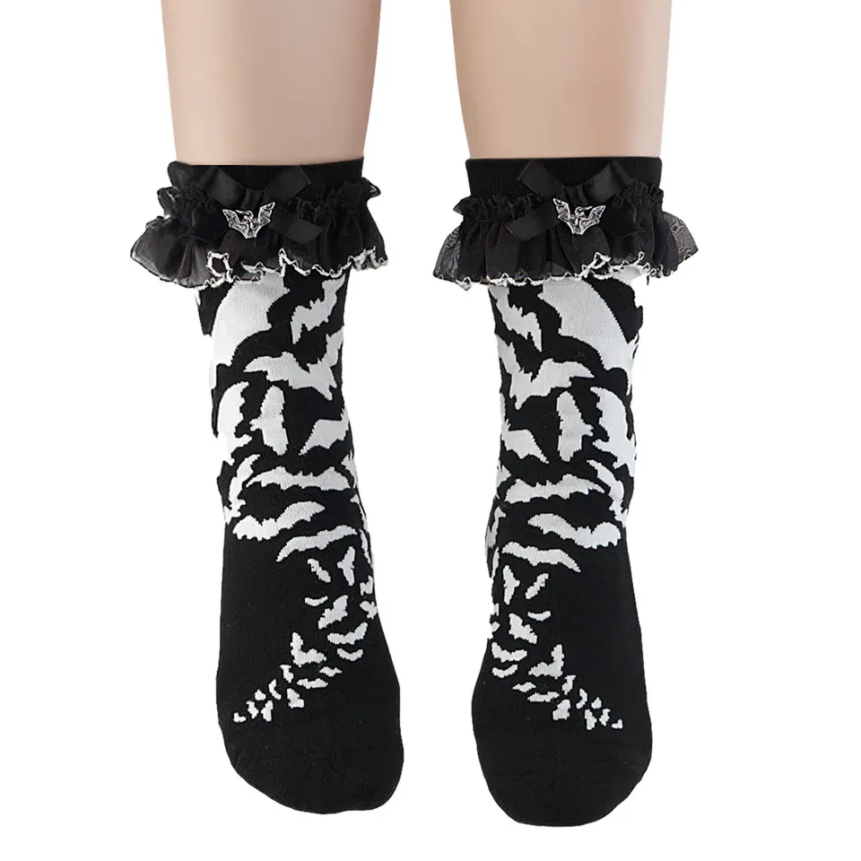 Calcetas Ruffle Bat Print Demonia