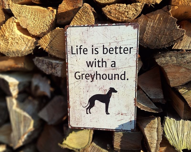 Metalen plaatje - life is better with a greyhound