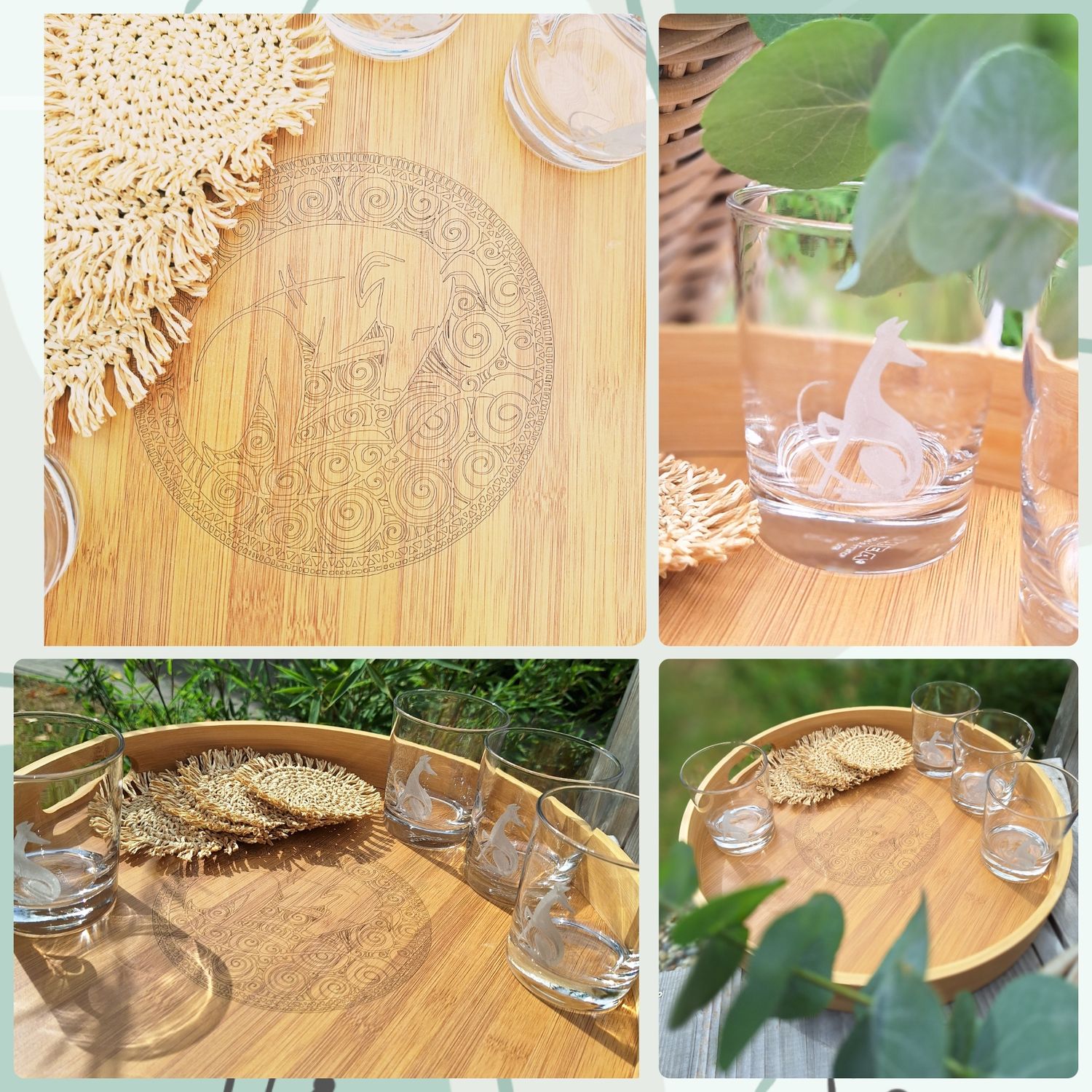 Plateau met glazen &amp; onderzetters
