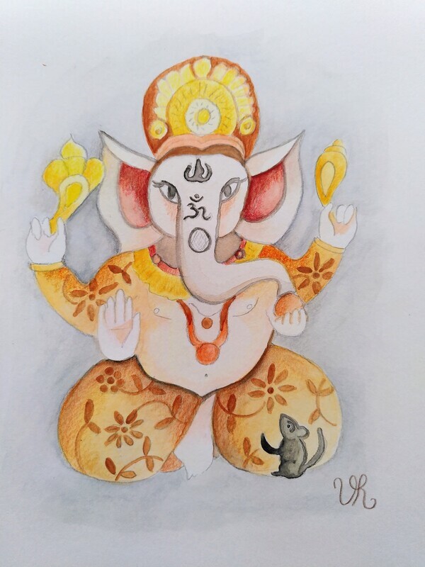 Aquarelle originale &quot;Ganesh&quot;