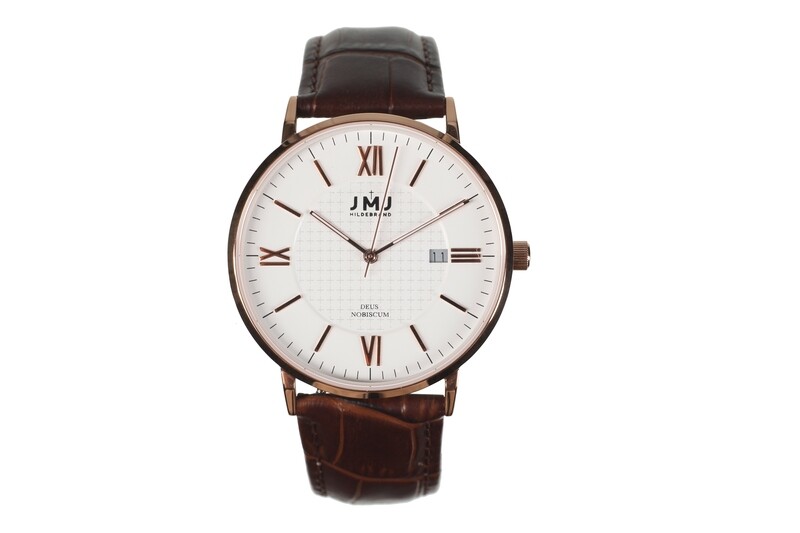 38W3 - White Dial with Gold Case in Brown Croc Leather Strap