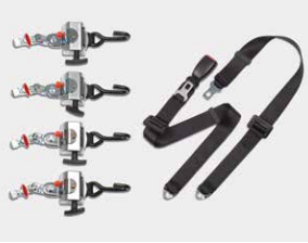 Rollstuhl Rückhaltesystem mit Haken und 4 Handrädern inkl. Beckengurt