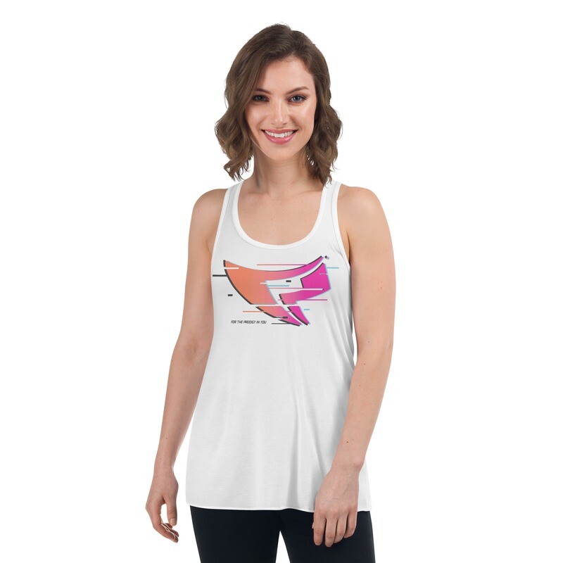 Women's Flowy Racerback Tank (Glitch Logo) Women's Flowy Racerback Tank (Glitch Logo)