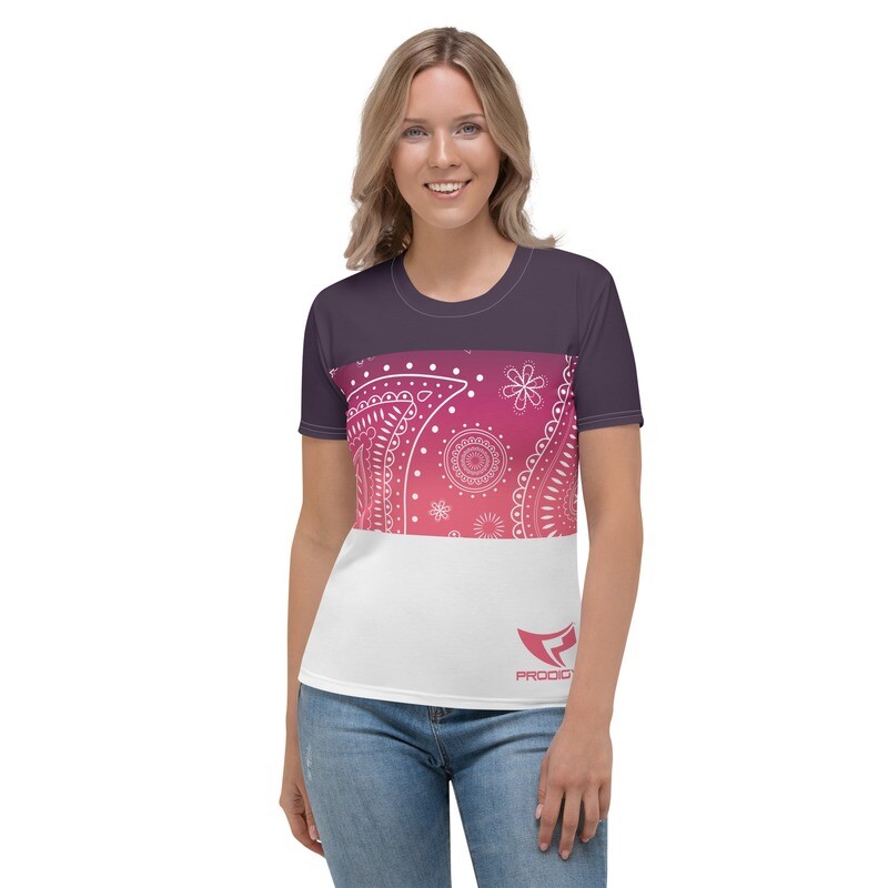 Women's Athletic T-shirt (Paisley Block Sunset) Women's Athletic T-shirt (Paisley Block Sunset)