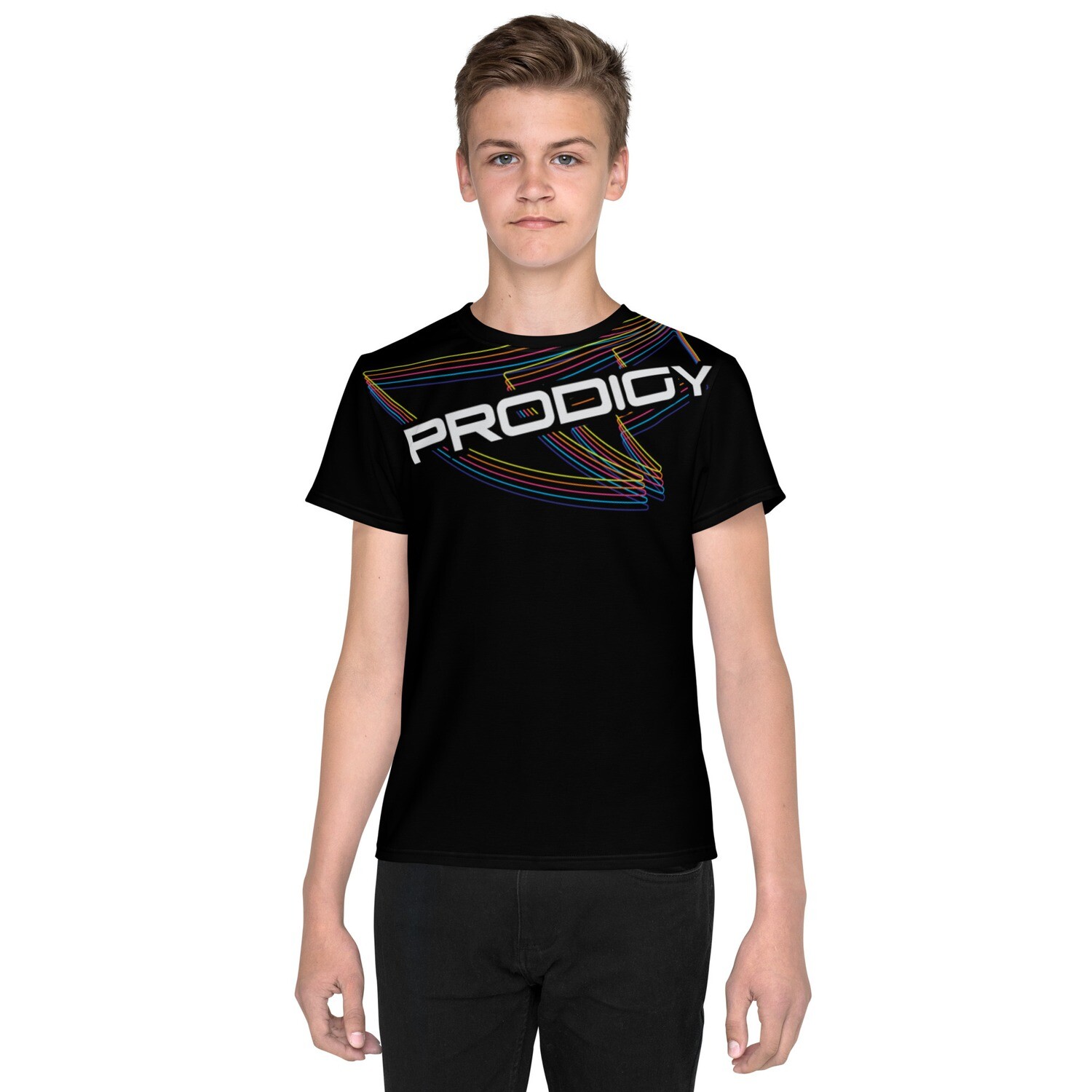 Youth Unisex Athletic T-shirt (Rainbow Reverberations), Size: 14