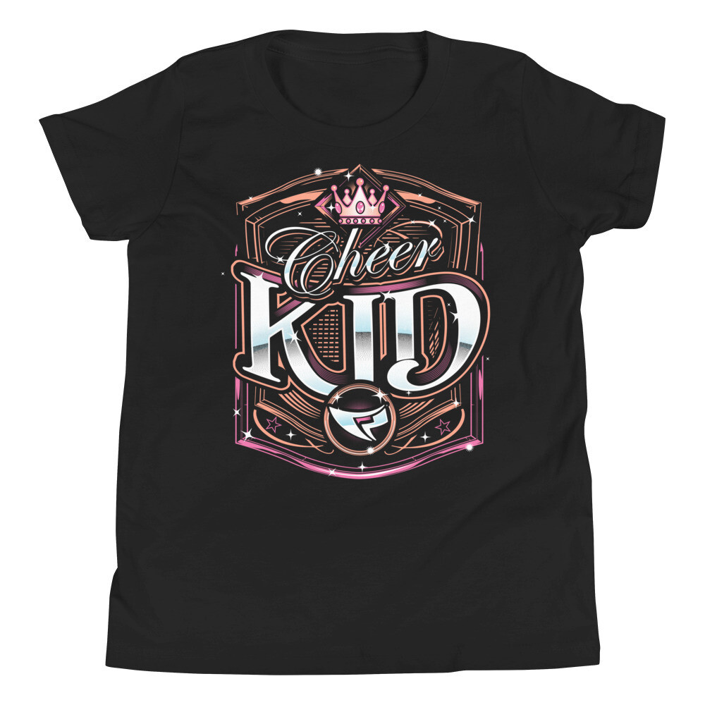 Youth Unisex T-Shirt (Cheer Kid Royal), Color: Black, Size: S