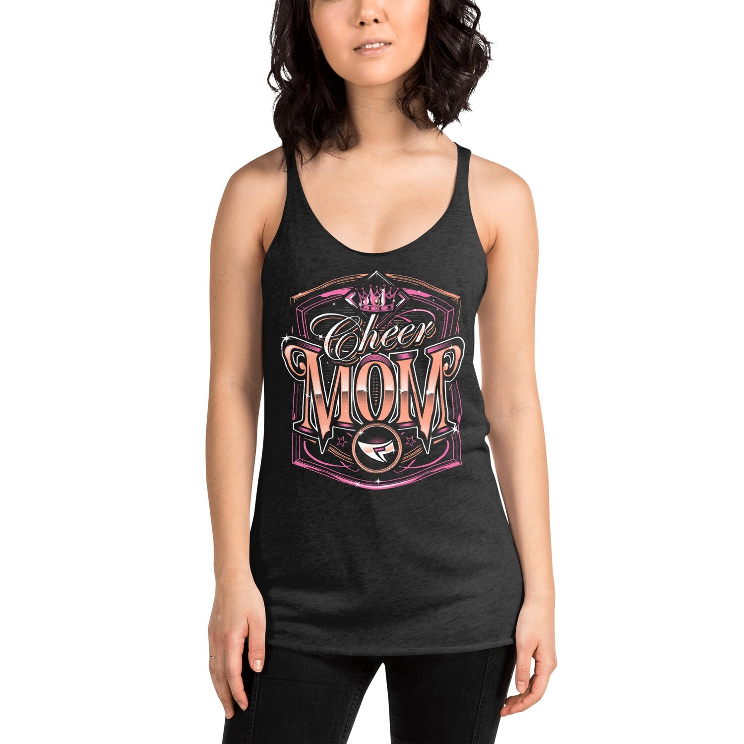 Women's Racerback Tank (Cheer Mom Royal), Color: Vintage Black, Size: XS