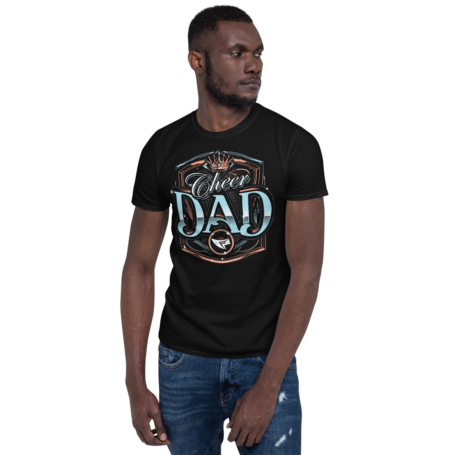 Short-Sleeve Unisex T-Shirt (Cheer Dad Royal), Color: Black, Size: S