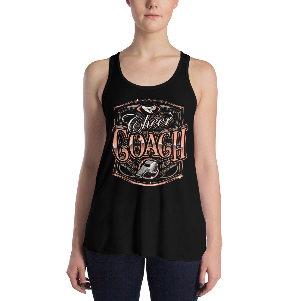 Women's Flowy Racerback Tank (Cheer Coach Royal) Women's Flowy Racerback Tank (Cheer Coach Royal), Color: Black, Size: XS