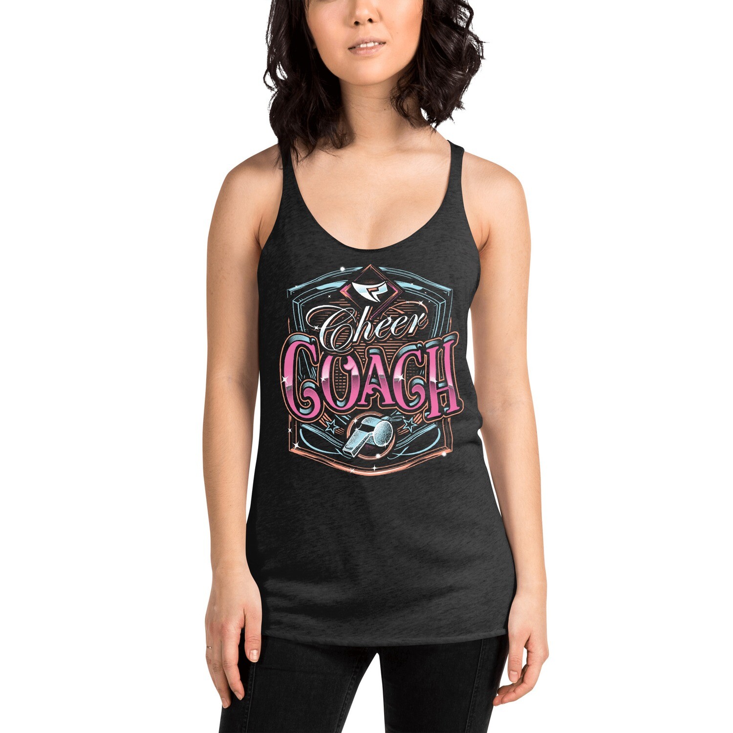 Women's Racerback Tank (Cheer Coach Royal 2) Women's Racerback Tank (Cheer Coach Royal 2), Color: Vintage Black, Size: XS
