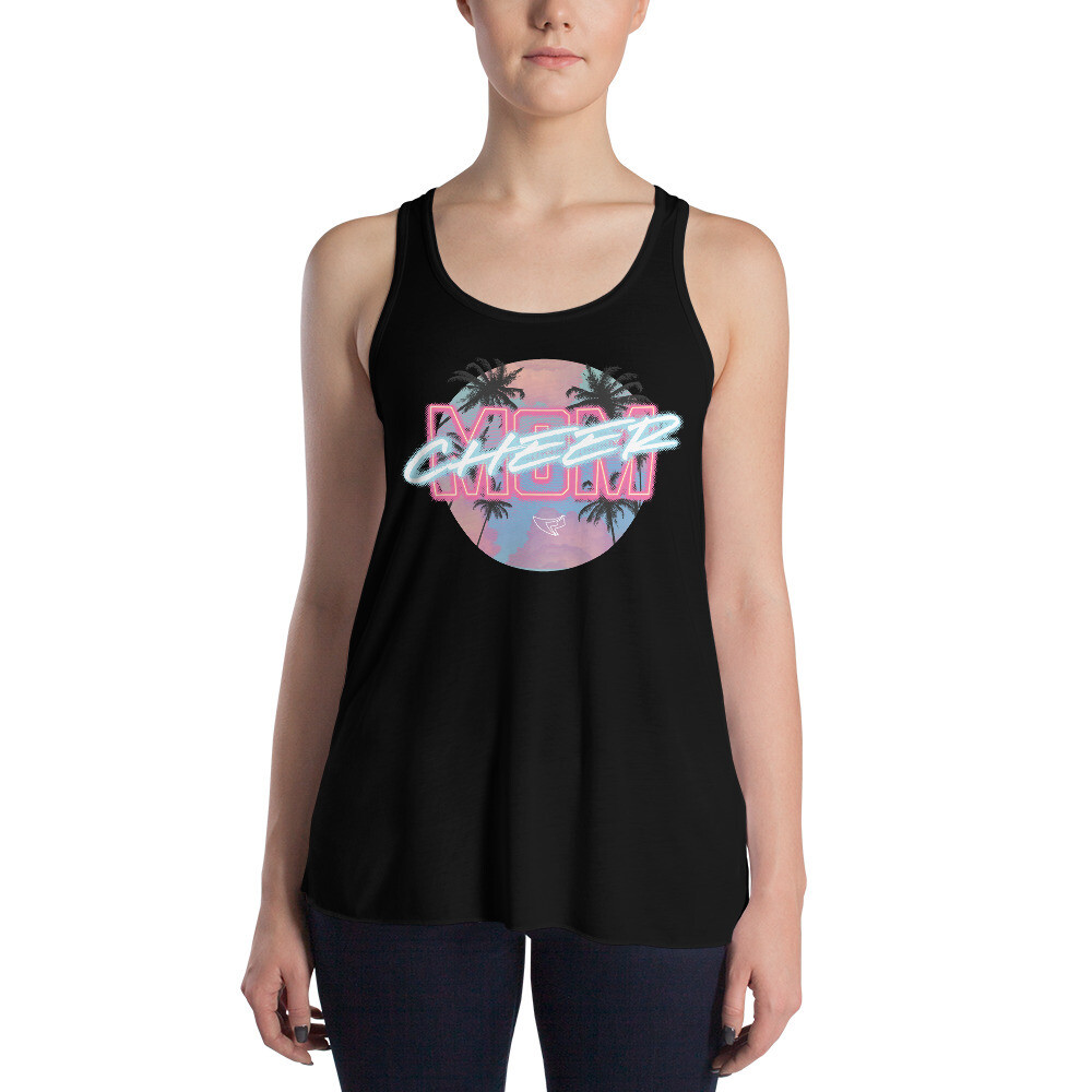 Women's Flowy Racerback Tank (Neon Cheer Mom) Women's Flowy Racerback Tank (Neon Cheer Mom), Color: Black, Size: XS