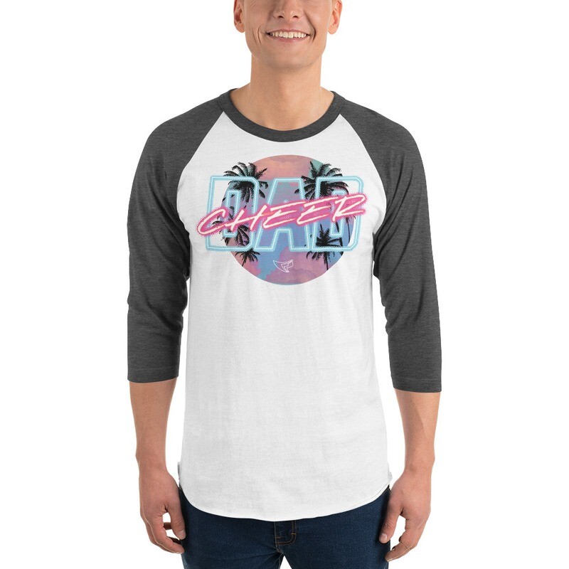 Unisex 3/4 Sleeve Raglan Shirt (Neon Cheer Dad) Unisex 3/4 Sleeve Raglan Shirt (Neon Cheer Dad)