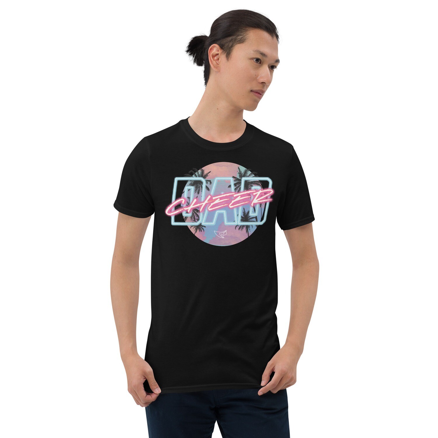 Short-Sleeve Unisex T-Shirt (Neon Cheer Dad), Color: Black, Size: S
