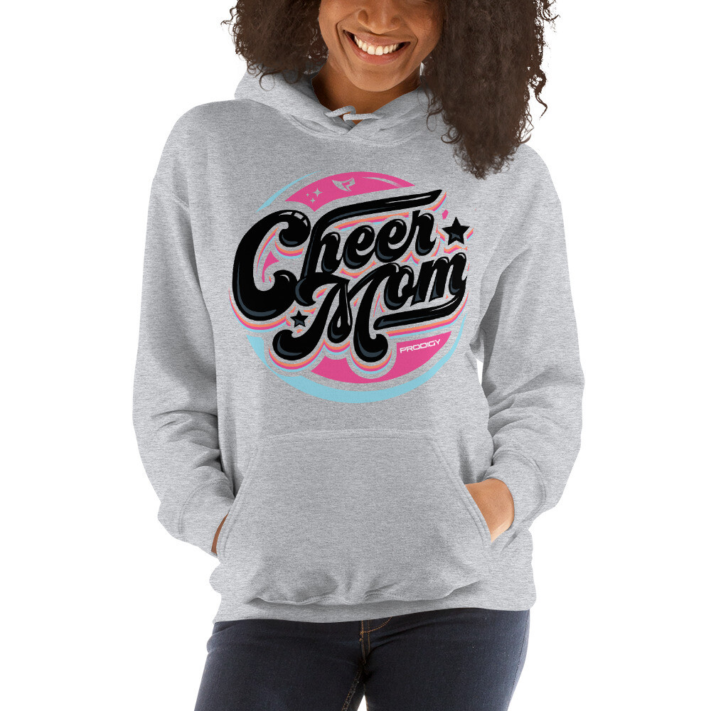 Unisex Hoodie (Cheer Mom Retro), Color: Sport Grey, Size: S