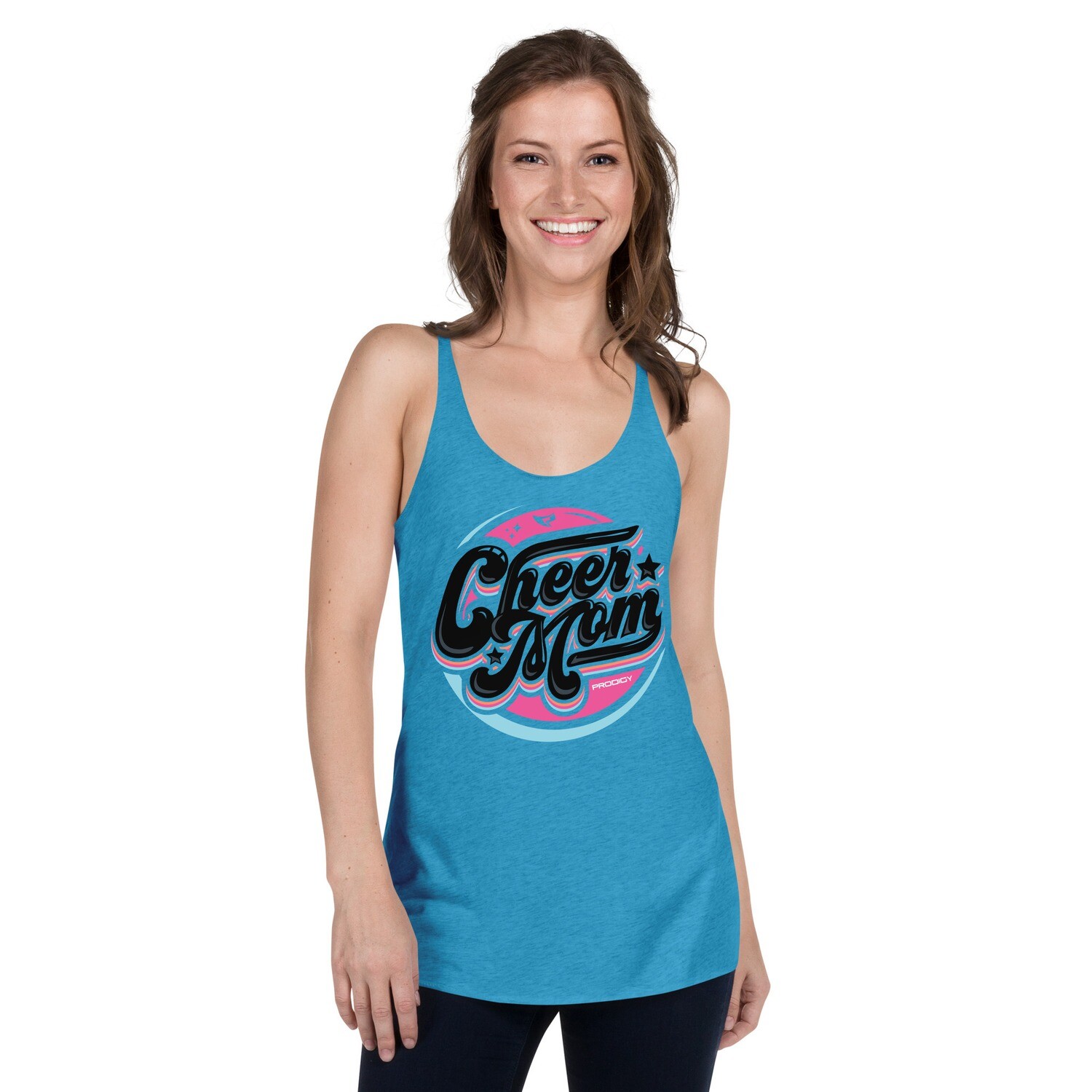 Women's Racerback Tank (Cheer Mom Retro) Women's Racerback Tank (Cheer Mom Retro), Color: Vintage Turquoise, Size: XS