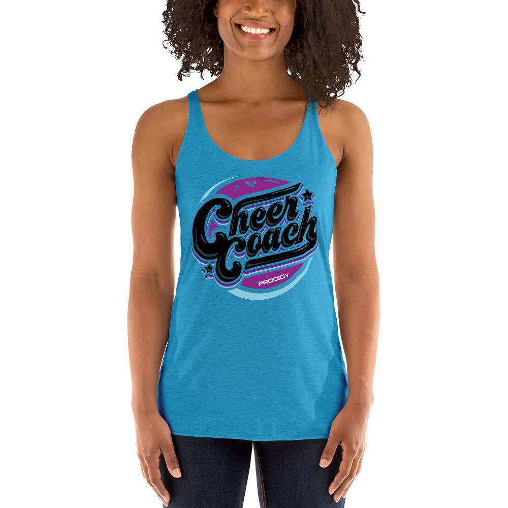Women's Racerback Tank (Cheer Coach Retro) Women's Racerback Tank (Cheer Coach Retro), Color: Vintage Turquoise, Size: XS