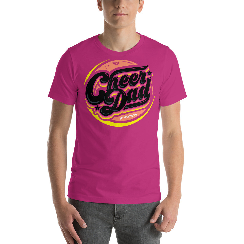 Unisex T-shirt (Cheer Dad Retro), Color: Berry, Size: S