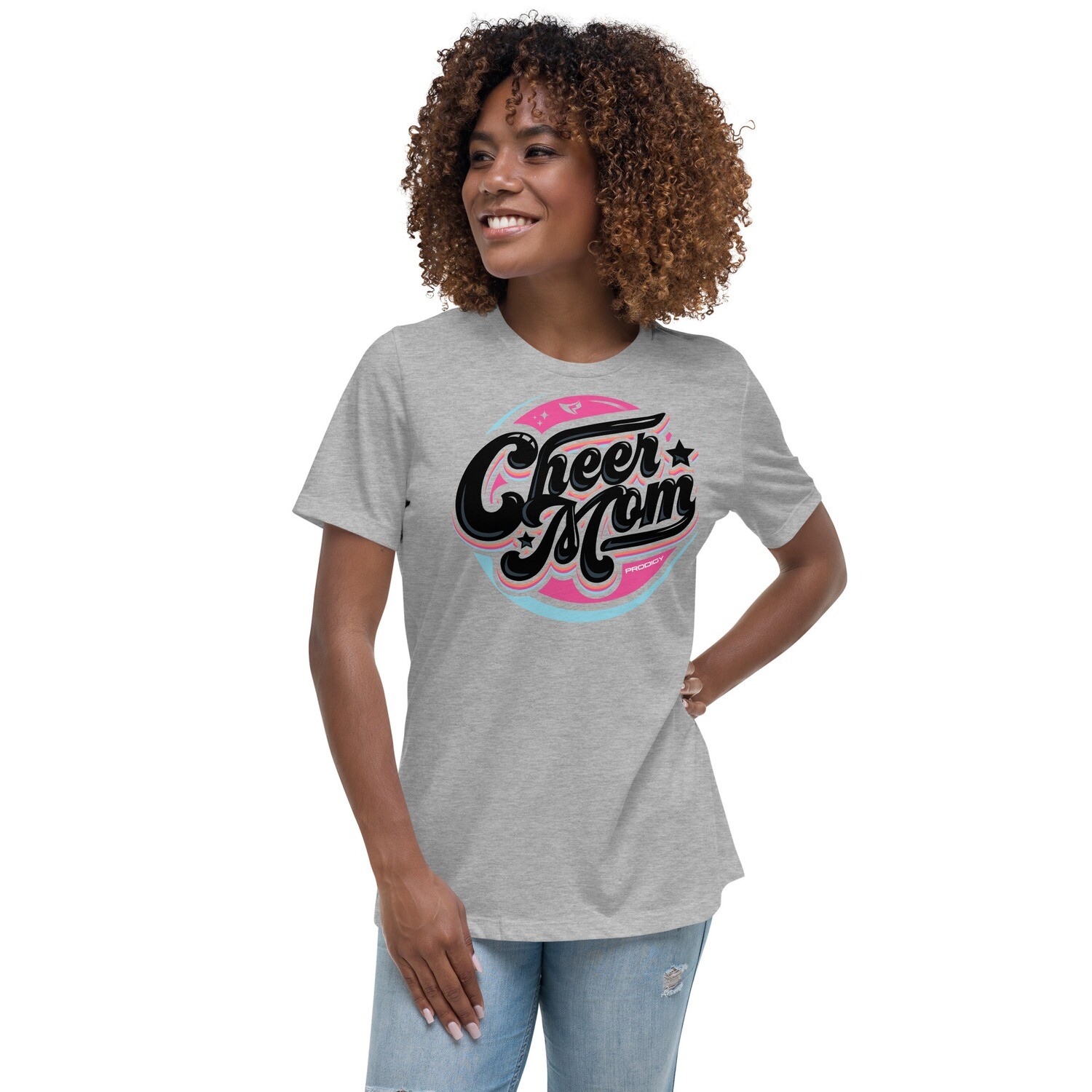 Women's Relaxed T-Shirt (Cheer Mom Retro) Women's Relaxed T-Shirt (Cheer Mom Retro), Color: Athletic Heather, Size: S