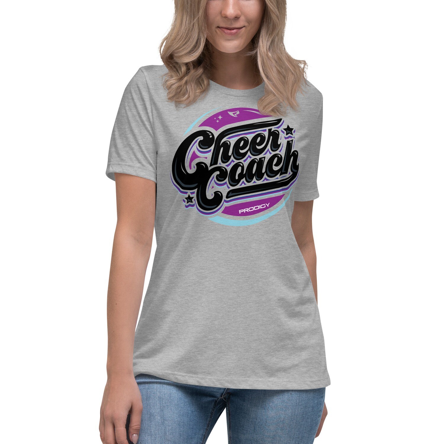 Women&#39;s Relaxed T-Shirt (Cheer Coach Retro), Color: Athletic Heather, Size: S