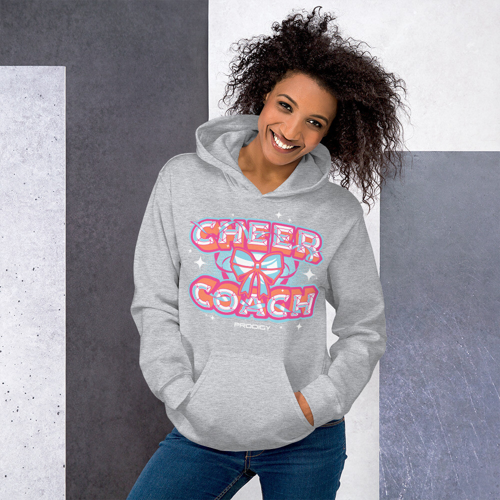 Unisex Hoodie (Cheer Coach Bow), Color: Sport Grey, Size: S