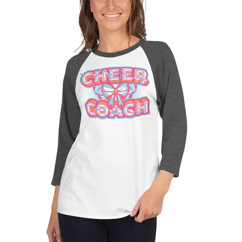 Unisex 3/4 Sleeve Raglan Shirt (Cheer Coach Bow) Unisex 3/4 Sleeve Raglan Shirt (Cheer Coach Bow)
