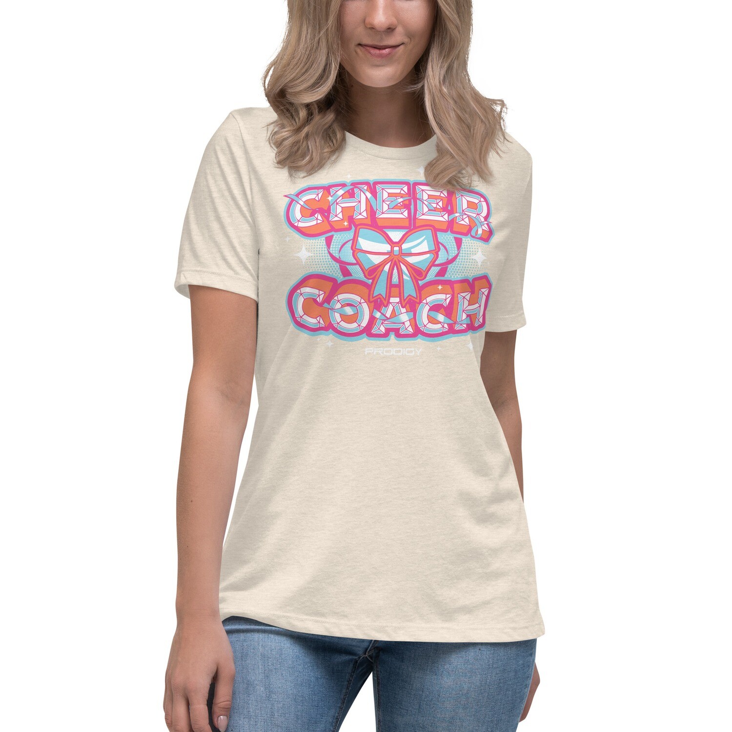 Women's Relaxed T-Shirt (Cheer Coach Bow)