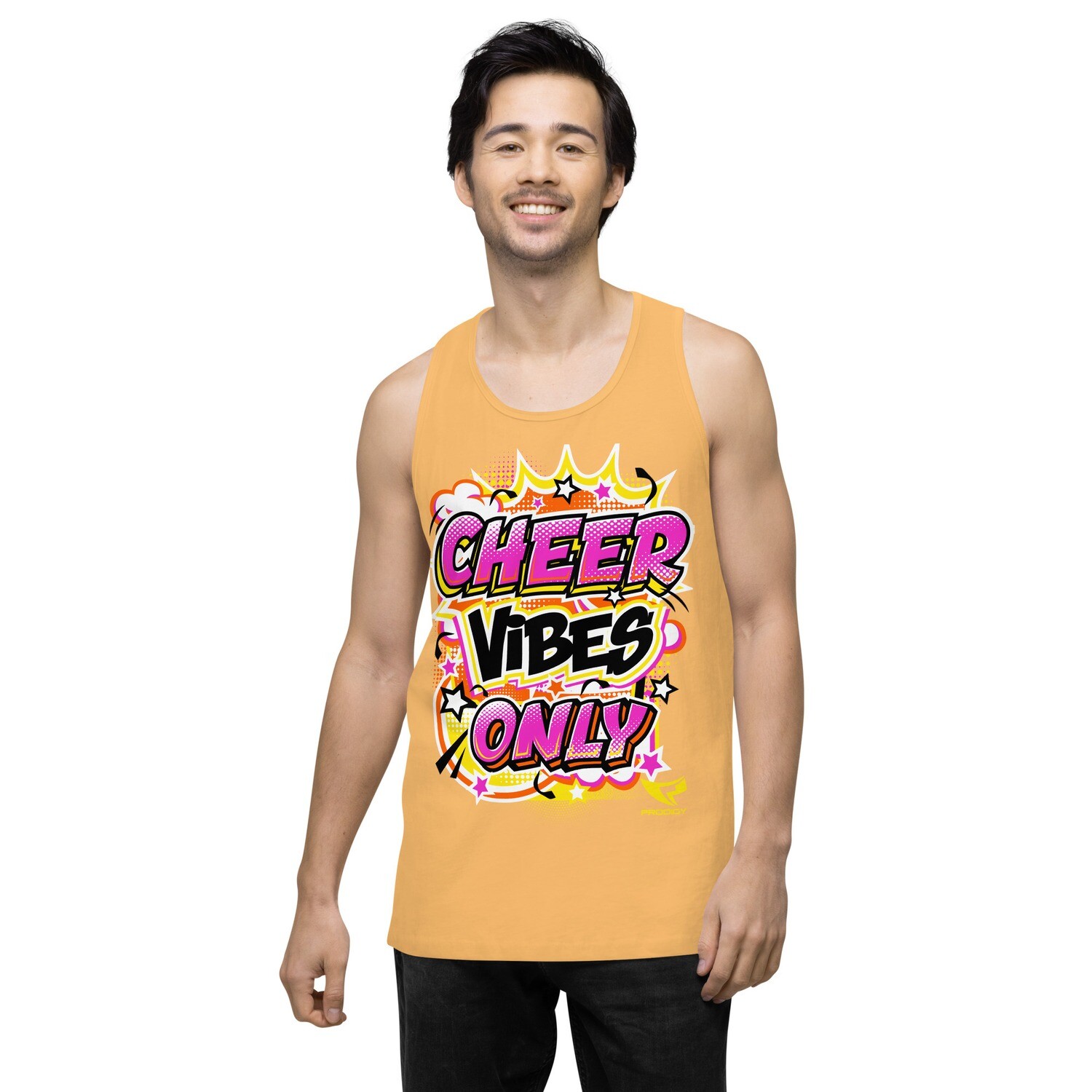 Men’s Premium Tank Top (Cheer Vibes Only) Men’s Premium Tank Top (Cheer Vibes Only), Color: Squash, Size: S