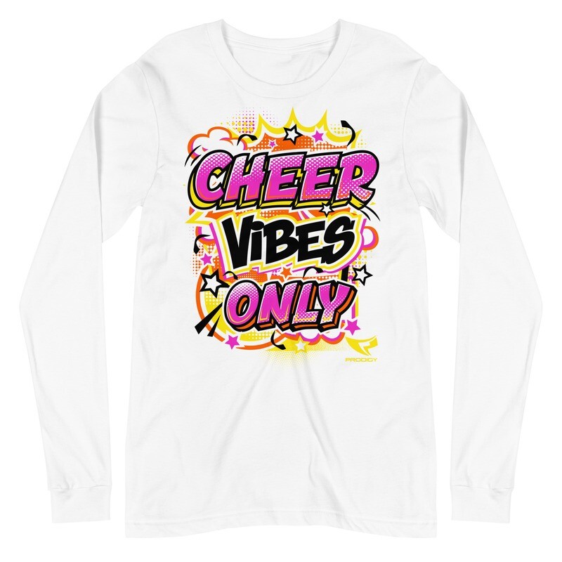 Unisex Long Sleeve Tee (Cheer Vibes Only) - Athletic Heather, White