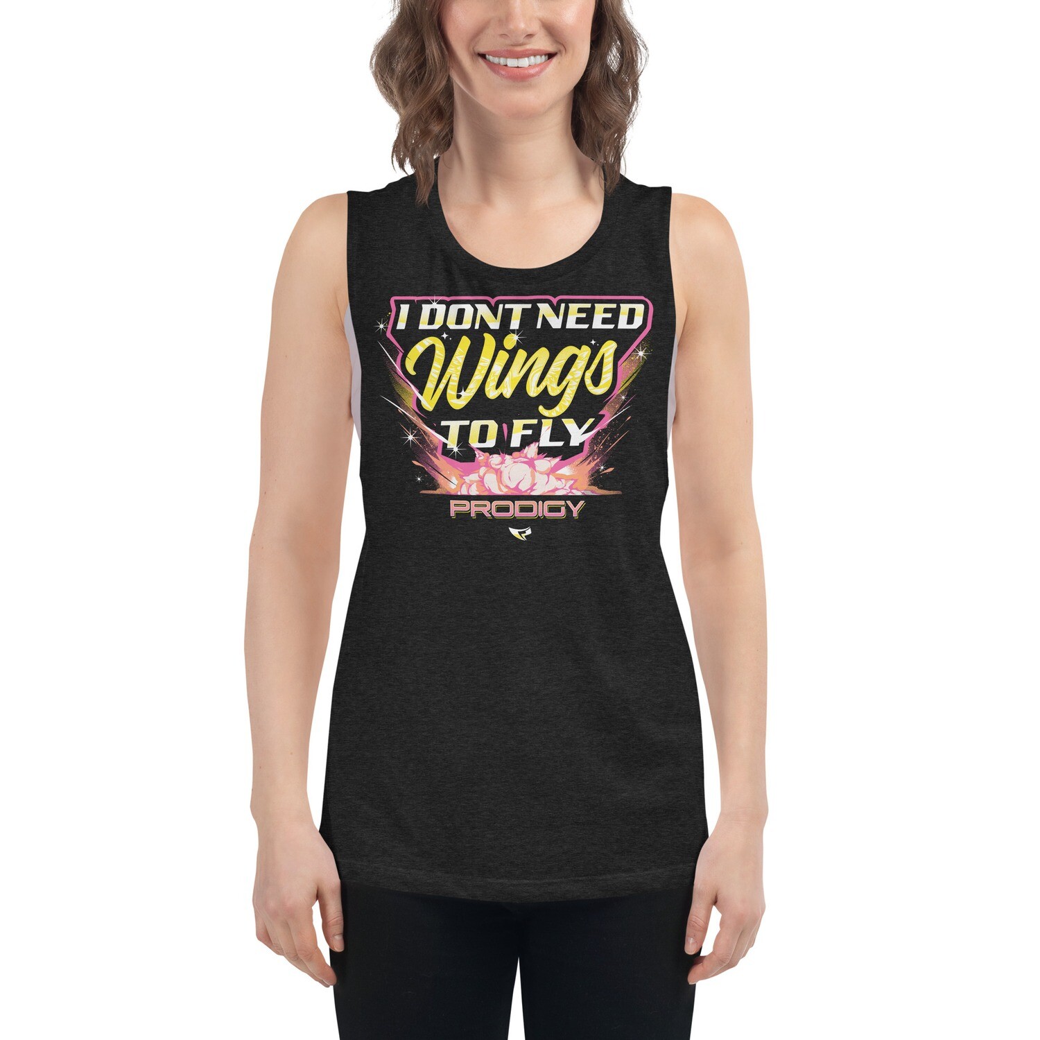 Ladies’ Muscle Tank (Dont Need Wings 2), Size: S