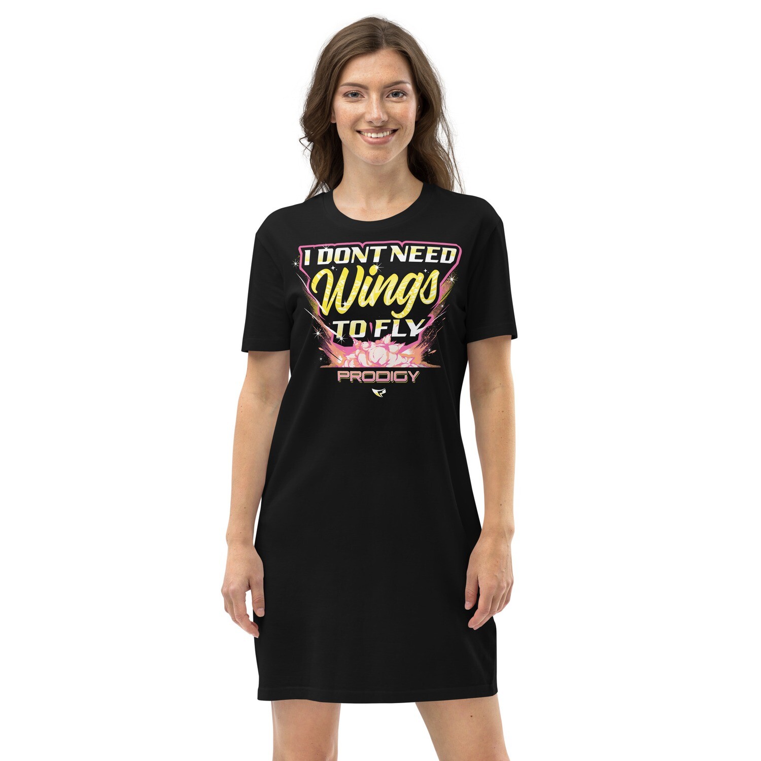 Organic T-shirt Dress (Dont Need Wings 2) Organic T-shirt Dress (Dont Need Wings 2), Size: XS