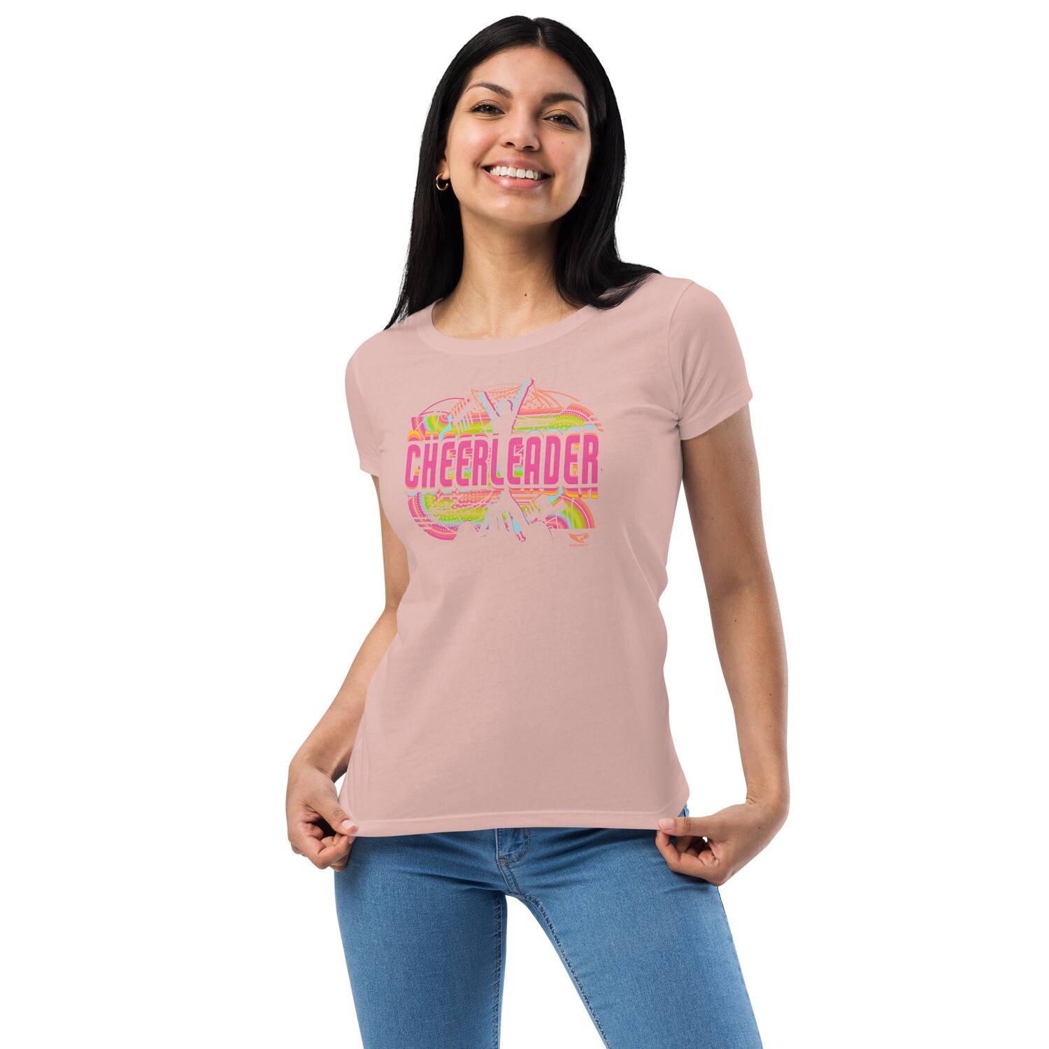 Women’s Fitted T-shirt (Summer Cheerleader) Women’s Fitted T-shirt (Summer Cheerleader), Color: Desert Pink, Size: XS