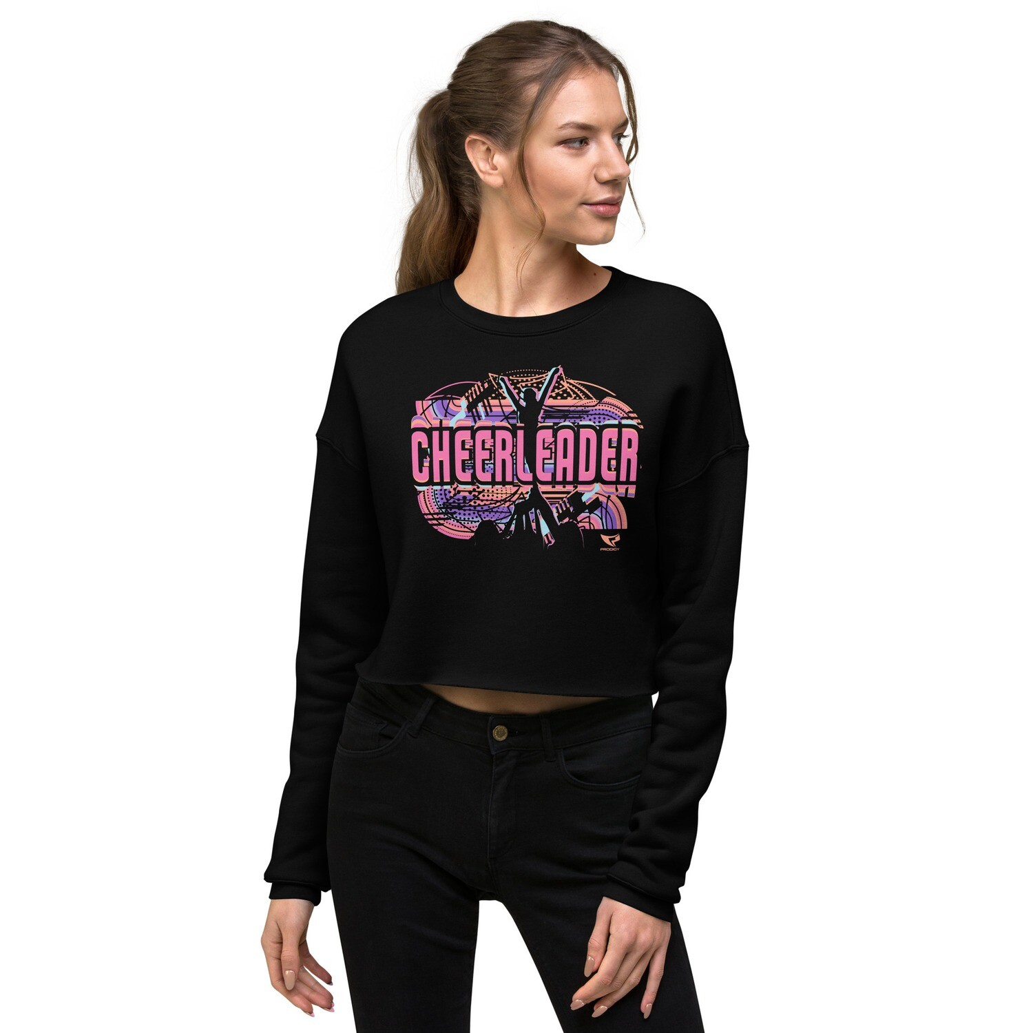 Crop Sweatshirt (Summer Cheerleader 2) Crop Sweatshirt (Summer Cheerleader 2), Color: Black, Size: S