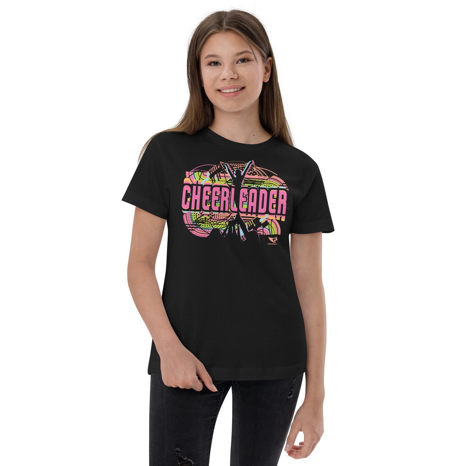 Youth Jersey T-shirt (Summer Cheerleader), Color: Black, Size: XS