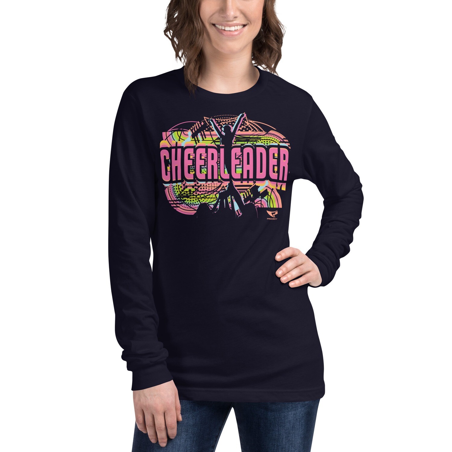 Unisex Long Sleeve Tee (Summer Cheerleader) Unisex Long Sleeve Tee (Summer Cheerleader), Color: Navy, Size: XS