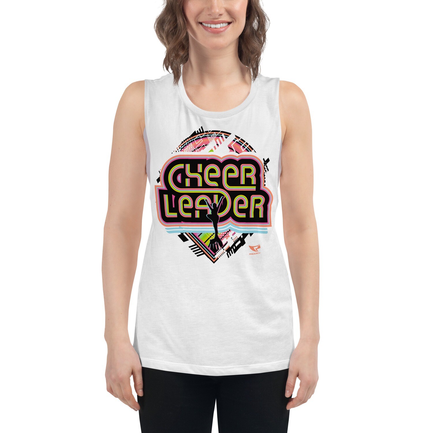 Ladies’ Muscle Tank (Retro-Tech Cheerleader) Ladies’ Muscle Tank (Retro-Tech Cheerleader), Size: S