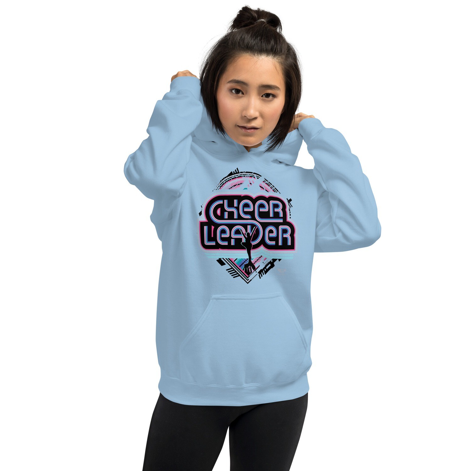 Unisex Hoodie (Retro-Tech Cheerleader) Unisex Hoodie (Retro-Tech Cheerleader), Color: Light Blue, Size: S