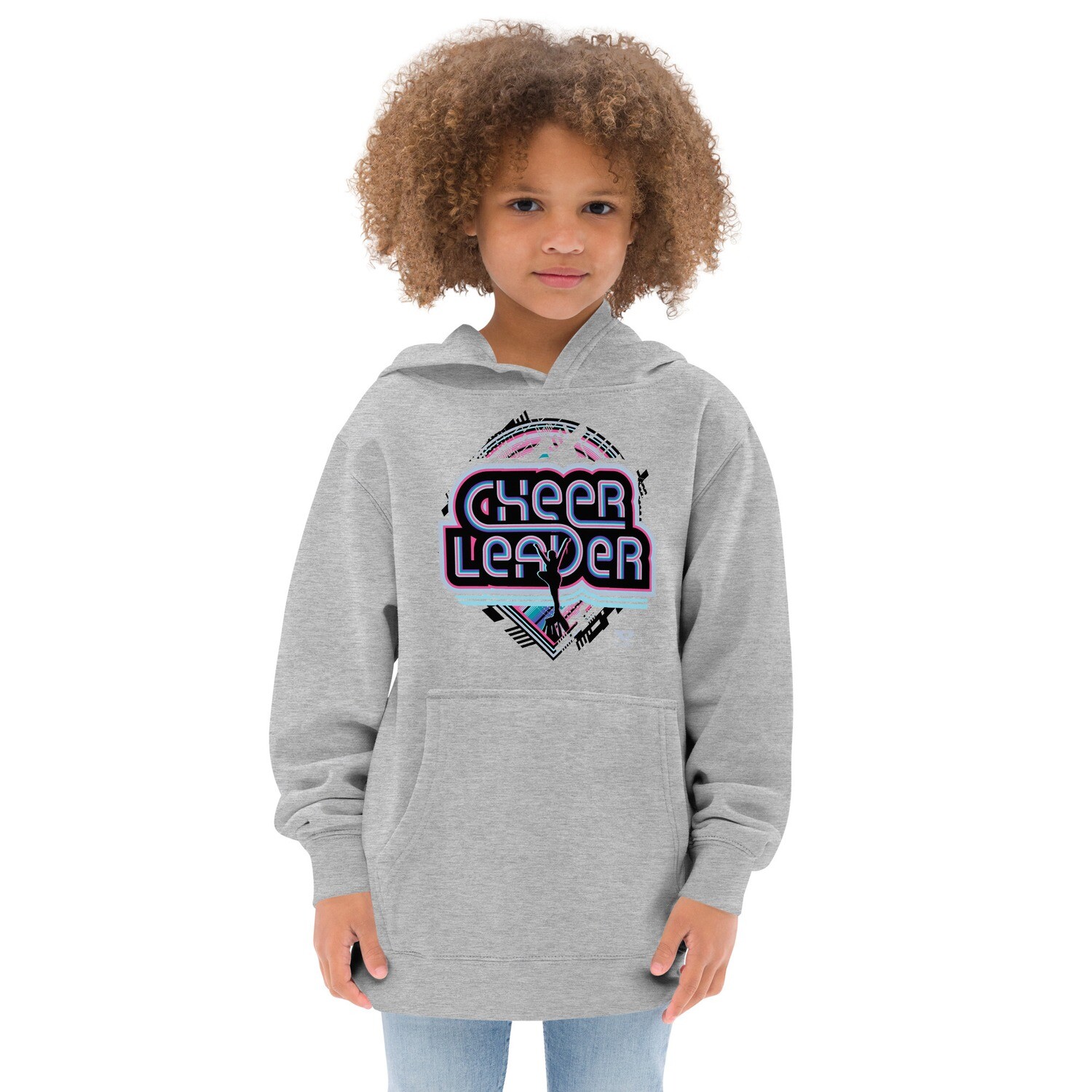 Kids Fleece Hoodie (Retro-Tech Cheerleader), Color: Athletic Heather, Size: S