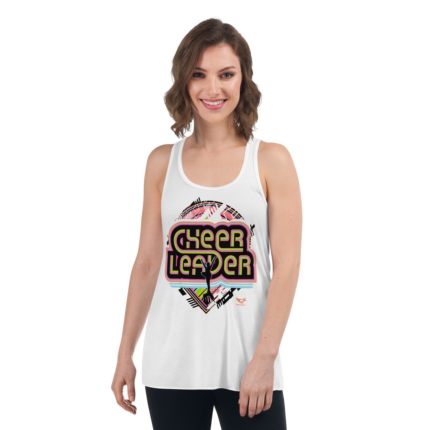 Women&#39;s Flowy Racerback Tank (Retro-Tech Cheerleader), Size: XS