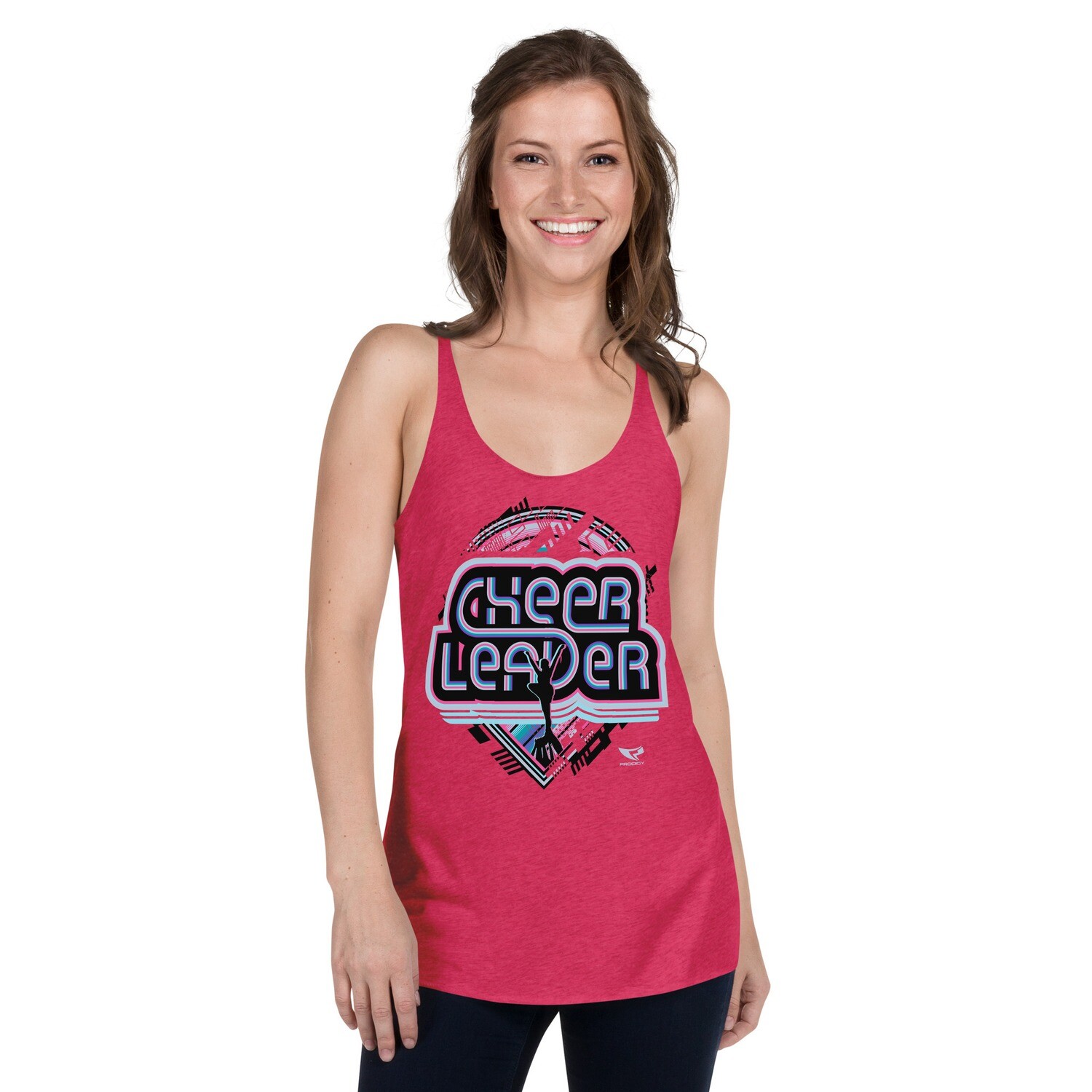 Women&#39;s Racerback Tank (Retro-Tech Cheerleader 2), Color: Vintage Shocking Pink, Size: XS