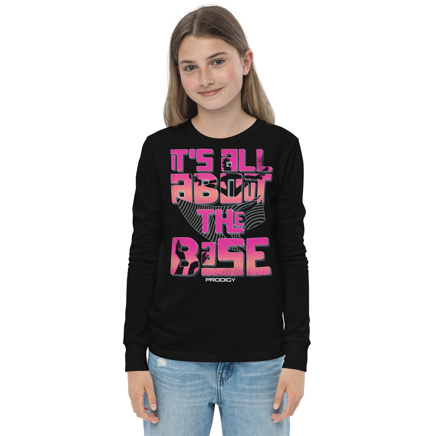 Youth Long Sleeve Tee (The Base), Color: Black, Size: S