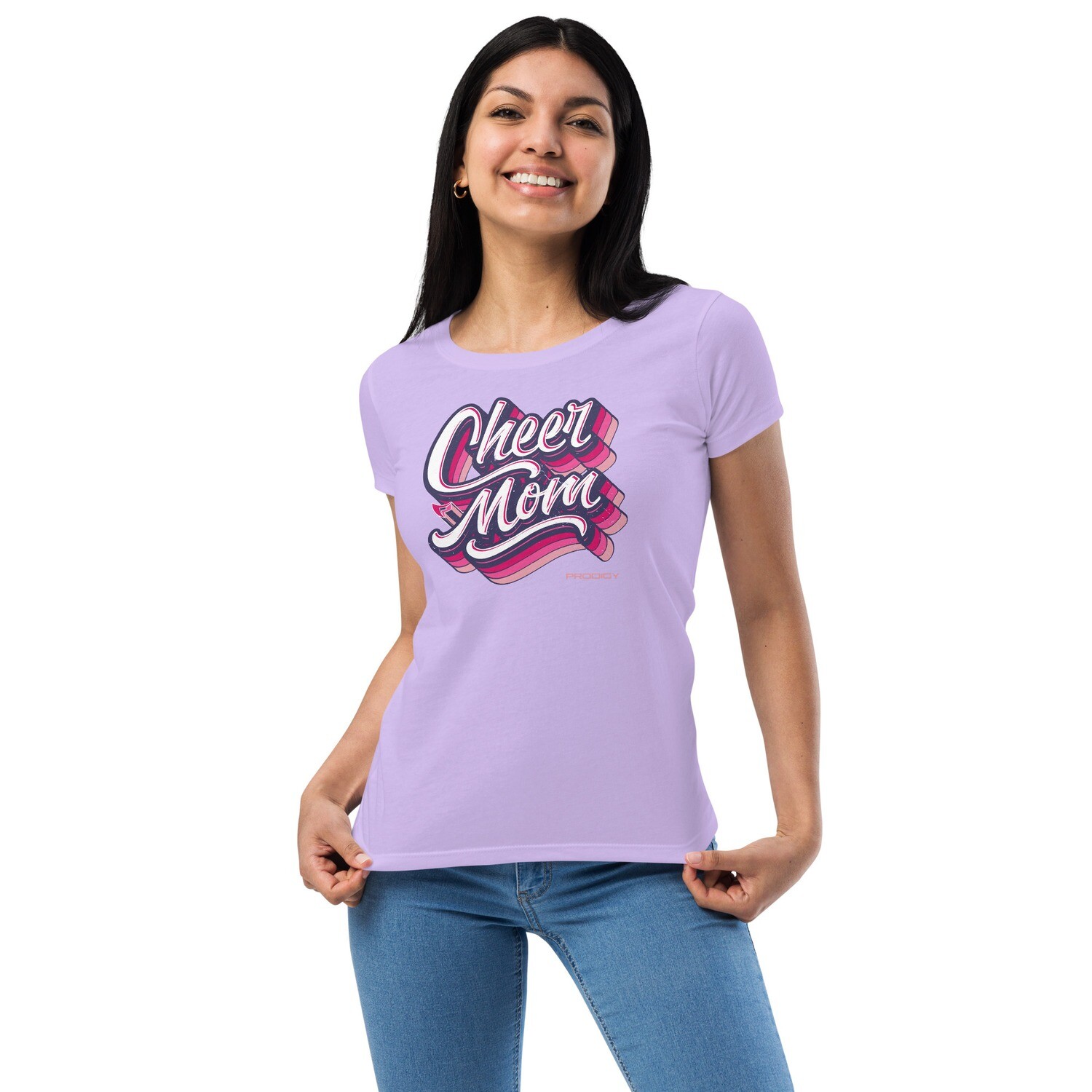 Women’s Fitted T-shirt (Cheer Mom Trail-Pink)