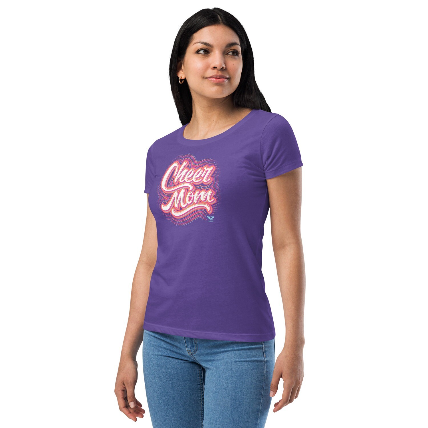 Women’s Fitted T-shirt (Cheer Mom Vibes) Women’s Fitted T-shirt (Cheer Mom Vibes), Color: Purple Rush, Size: XS