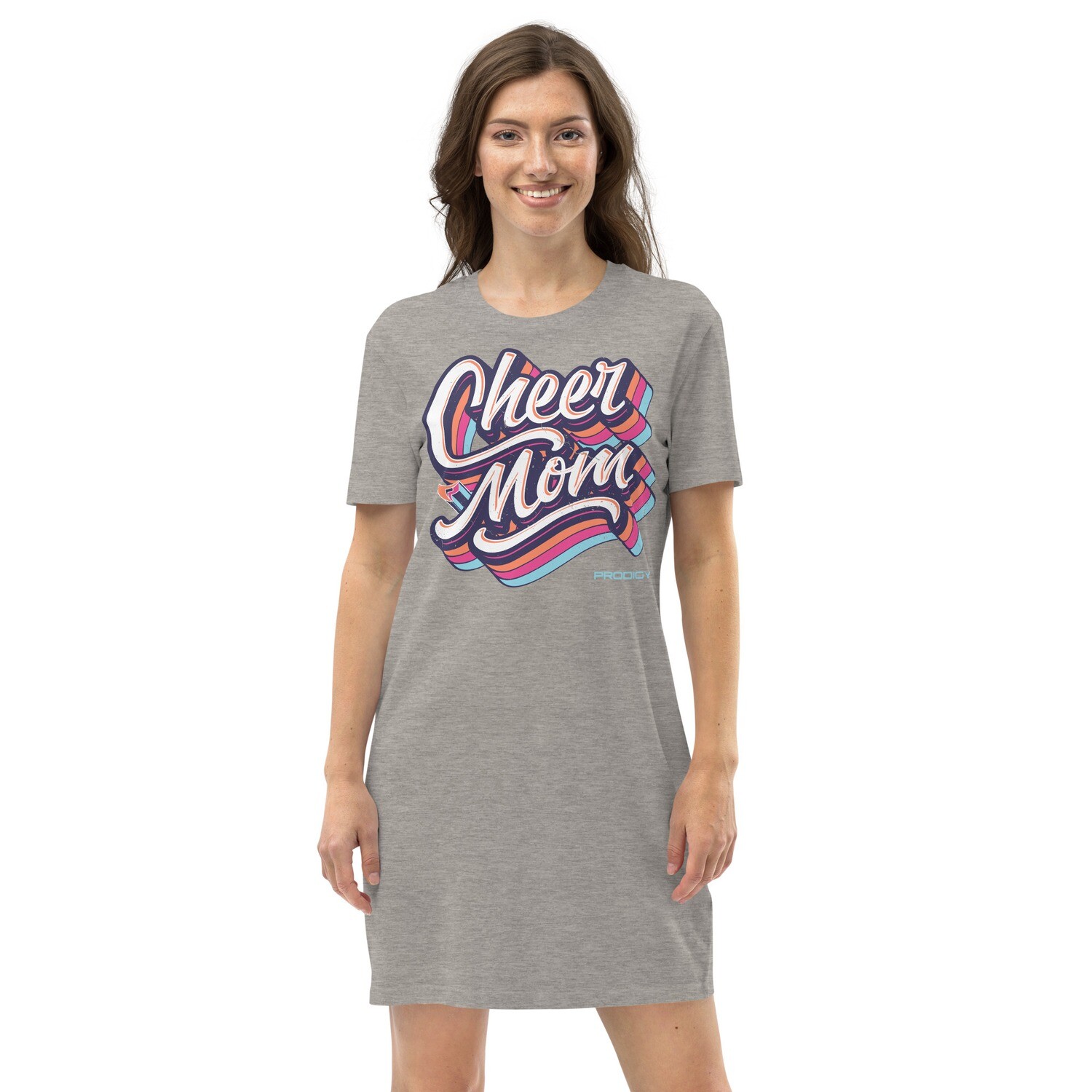 Organic T-shirt Dress (Cheer Mom Trail) Organic T-shirt Dress (Cheer Mom Trail), Color: Heather Grey, Size: XS