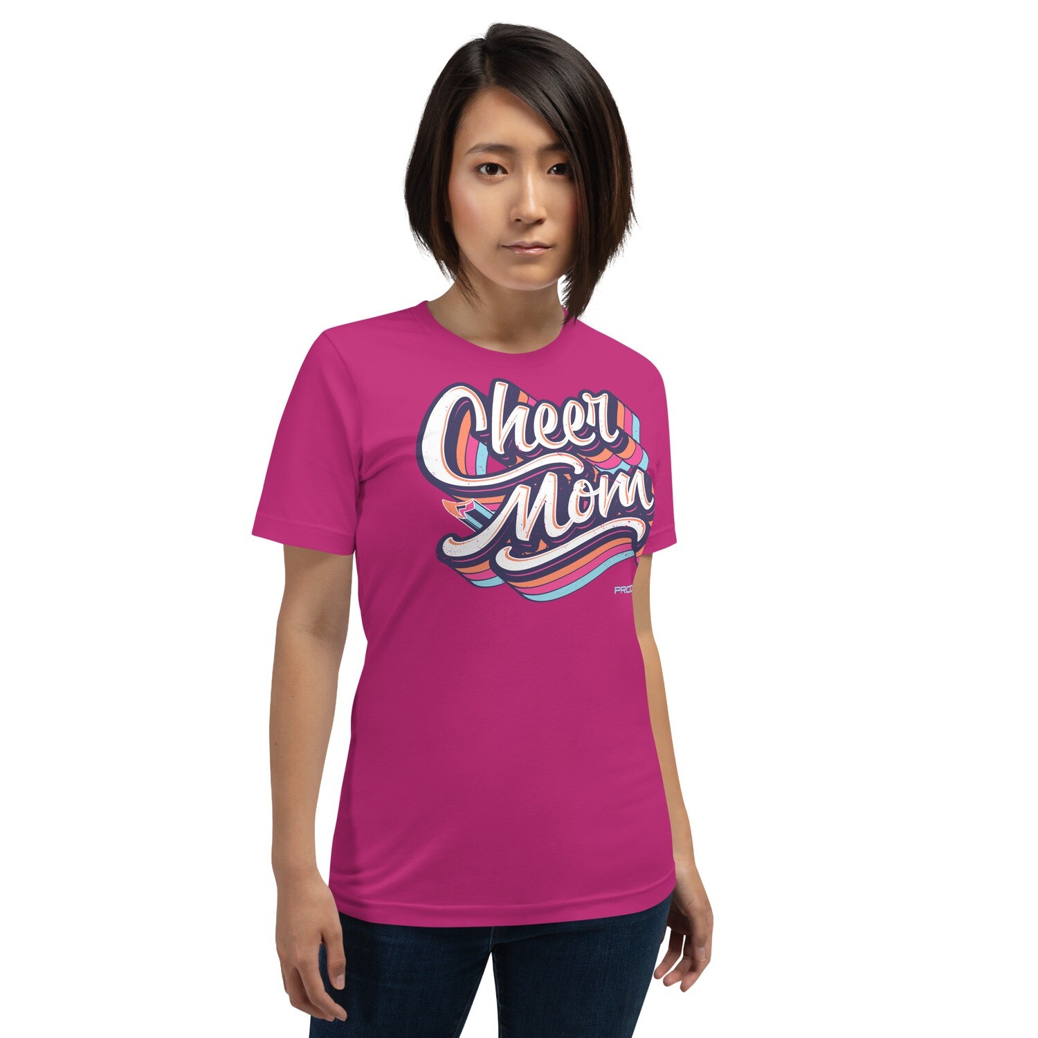 Unisex T-shirt (Cheer Mom Trail) Unisex T-shirt (Cheer Mom Trail), Color: Berry, Size: S