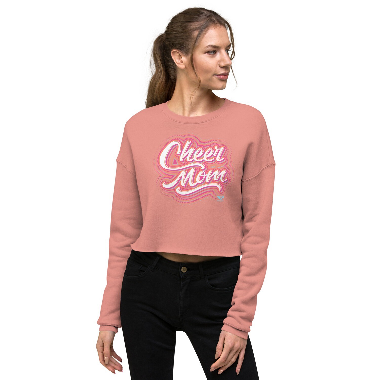 Crop Sweatshirt (Cheer Mom Vibes), Color: Mauve, Size: S