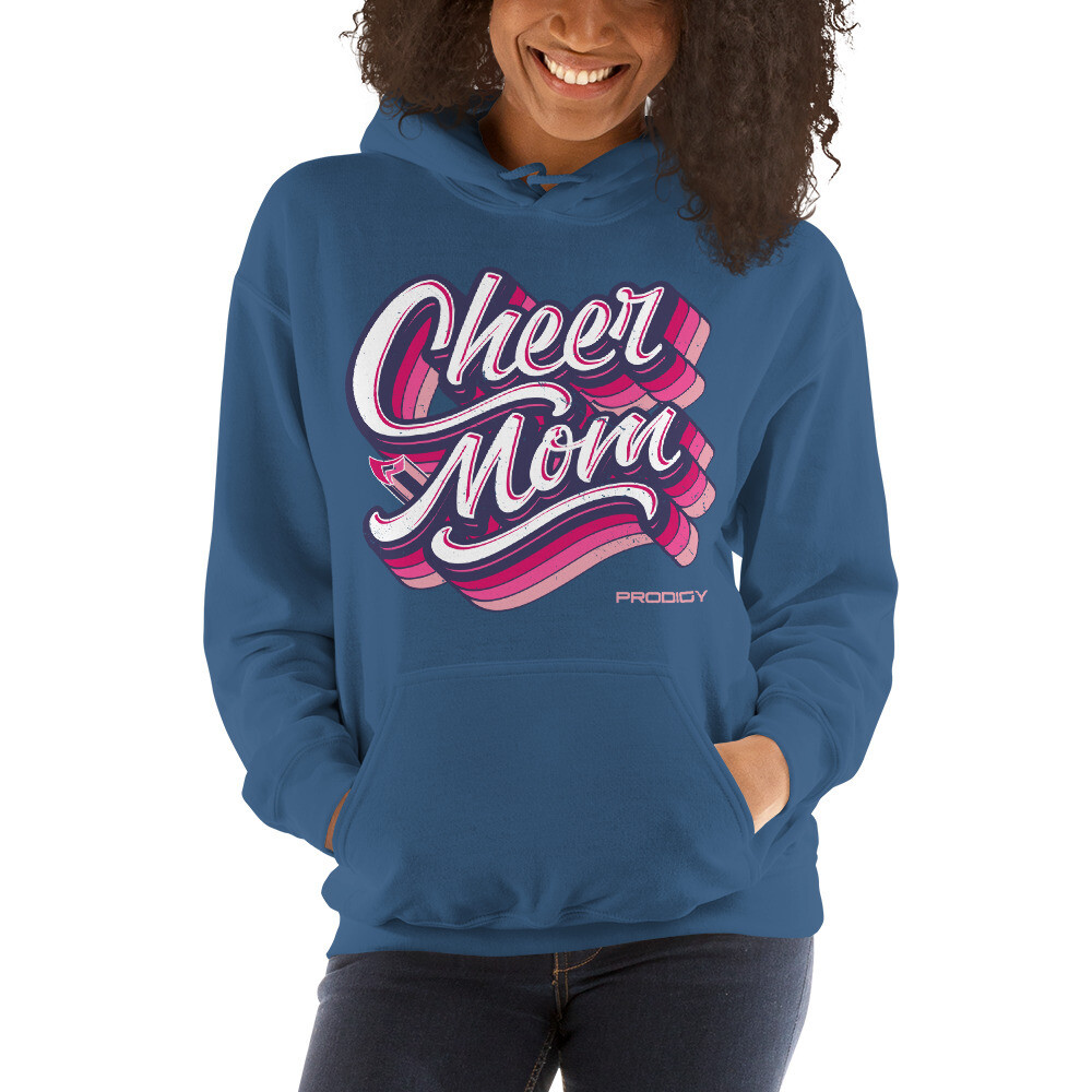 Unisex Hoodie (Cheer Mom Trail-Pink) Unisex Hoodie (Cheer Mom Trail-Pink), Color: Indigo Blue, Size: S