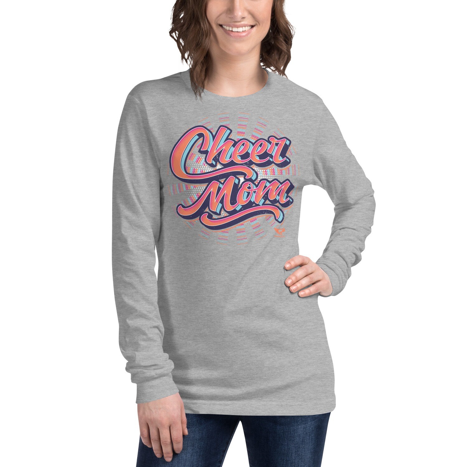 Unisex Long Sleeve Tee (Cheer Mom Spiro) Unisex Long Sleeve Tee (Cheer Mom Spiro), Color: Athletic Heather, Size: XS